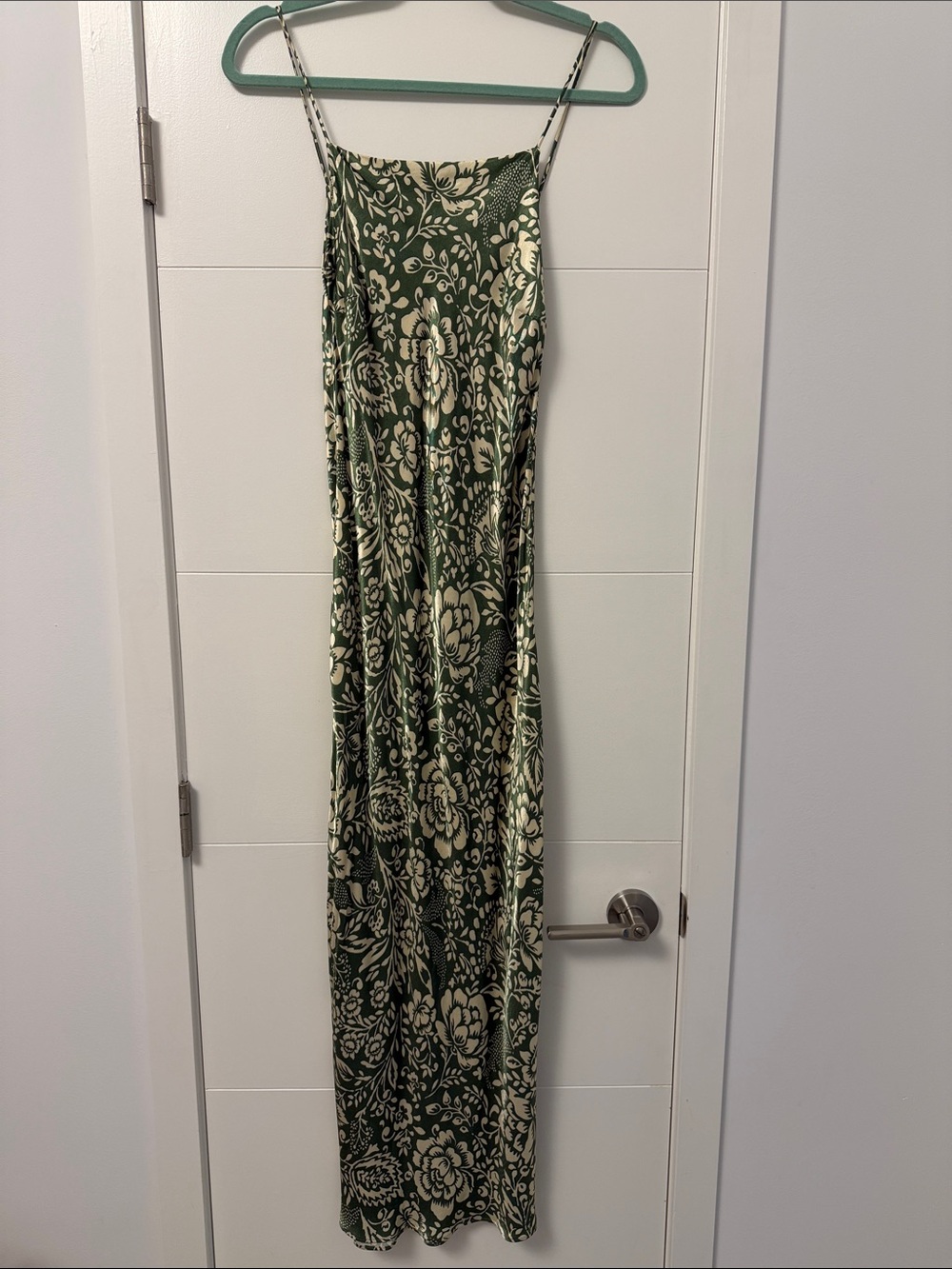 Zara Green and Cream Floral Slip Maxi Dress